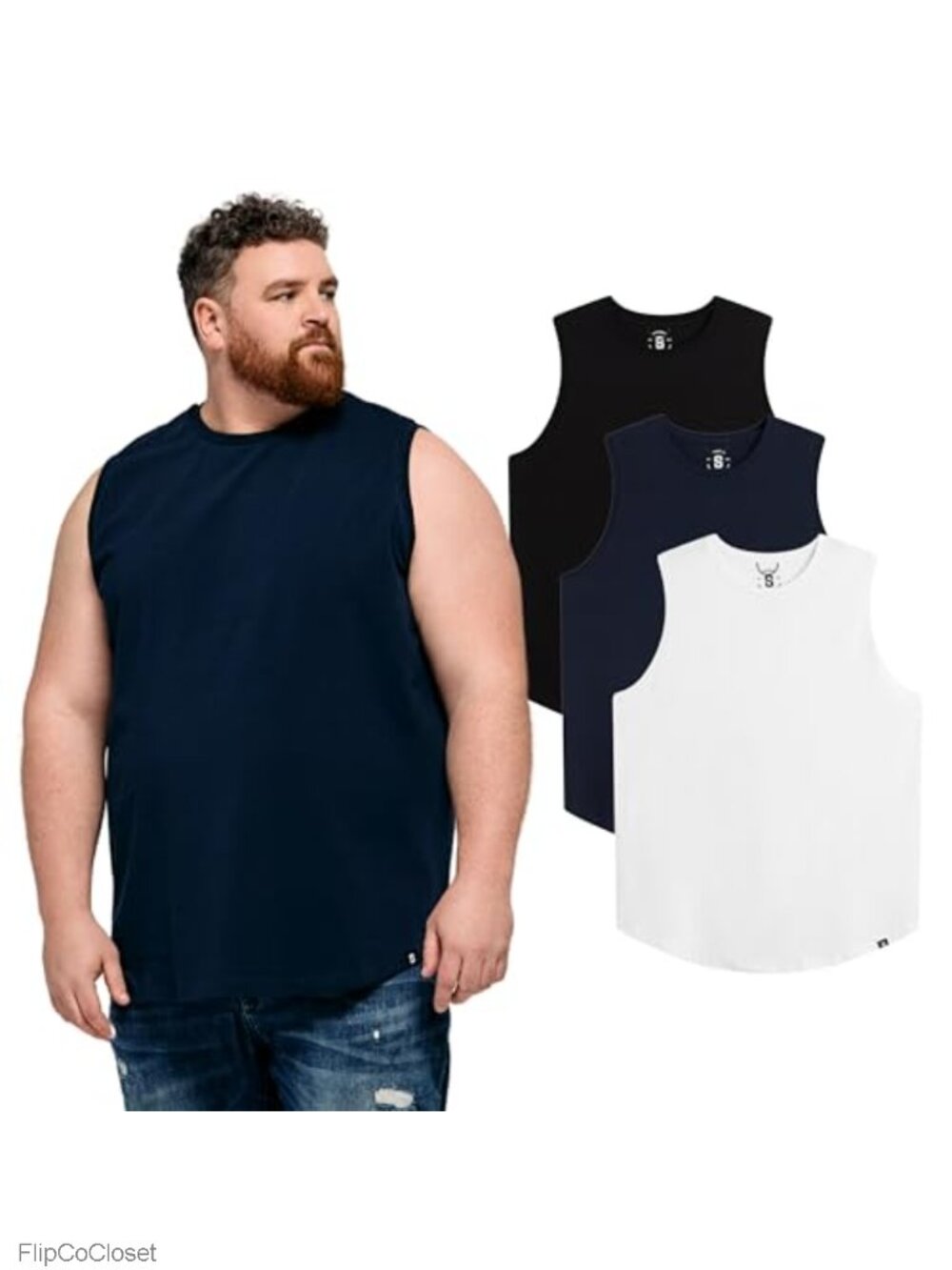 Men's Big & Tall Muscle Tank Tops 3-Pack Stretch Cotton Sleeveless Gym Shirts